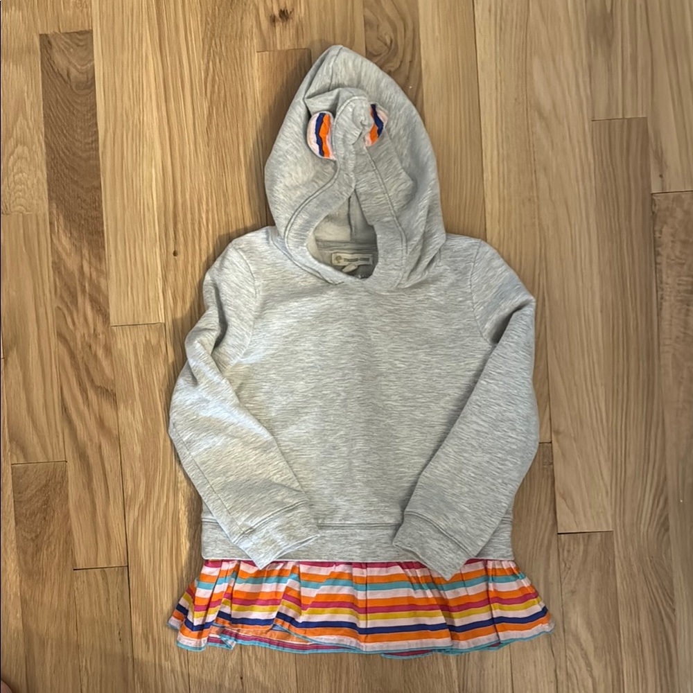 Tucker and Tate Gray Kids Hoodie with Striped Hem